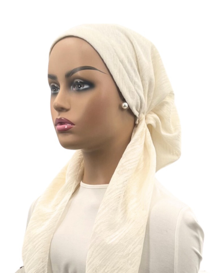 Ahead Cream Pattern Lines Classic Fit Pre-Tied Bandanna