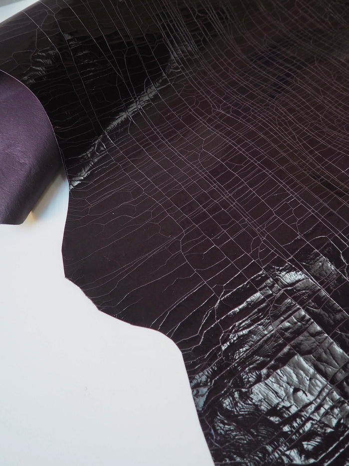 Aubergine Cracked Patent Lambskin