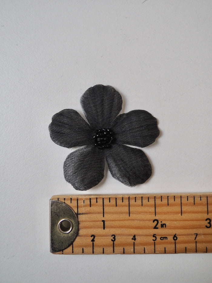 Black Bead Flower Appliqué 60mm