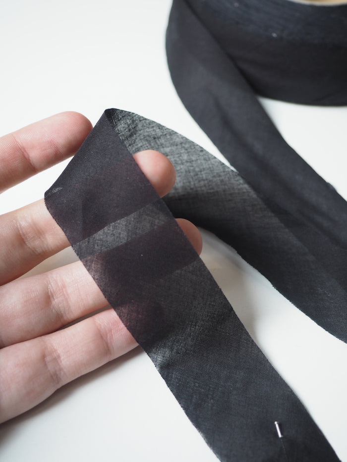 Black Cotton Voile 32mm Bias Tape Roll