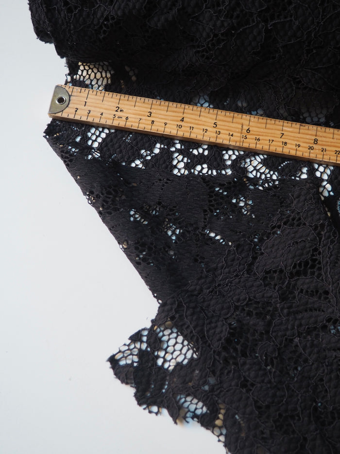 Black Stretch Leafy Corded Lace