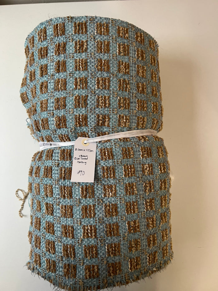 Blue + Brown Tweed Coating Remnant
