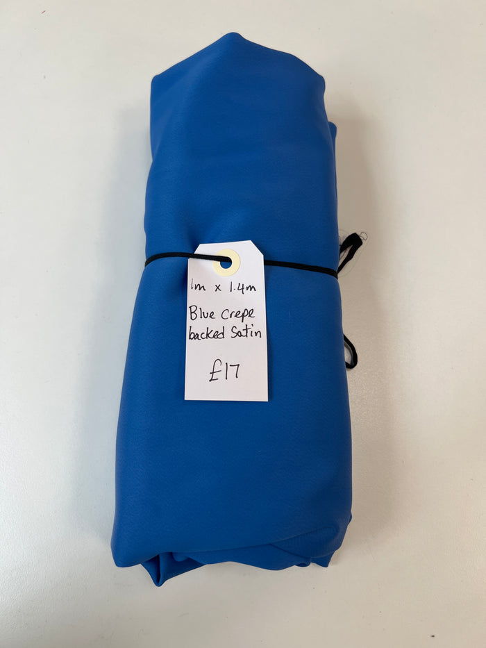 Blue Crepe Backed Satin Remnant