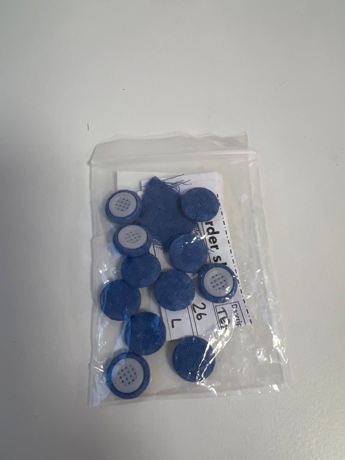 Blue Fabric Covered Buttons 13mm x11
