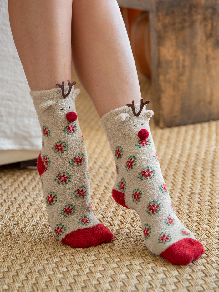 Boxed Cozy Critter Socks - Reindeer-view 4