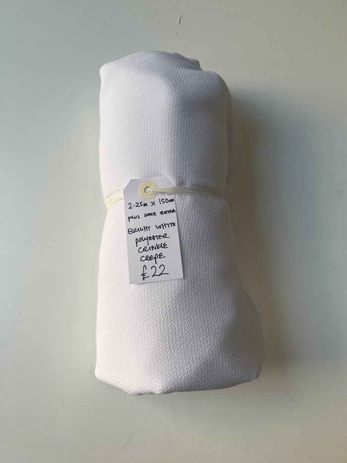 Bright White Poly Crinkle Crepe Remnant