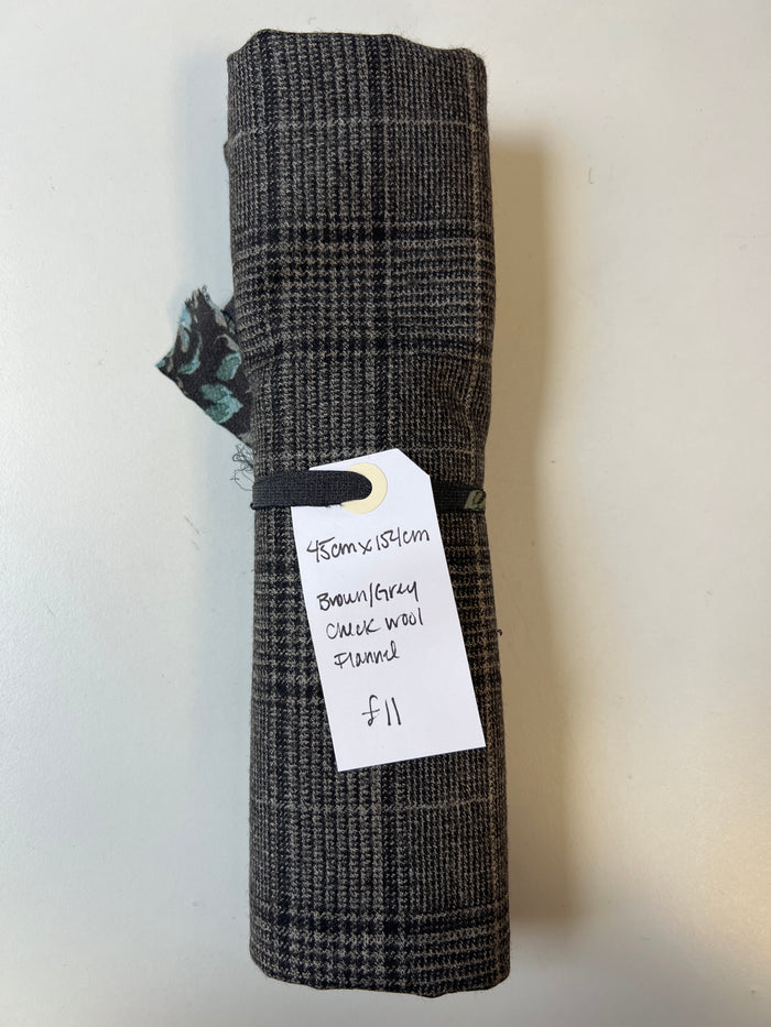 Brown/Grey Check Wool Flannel Remnant