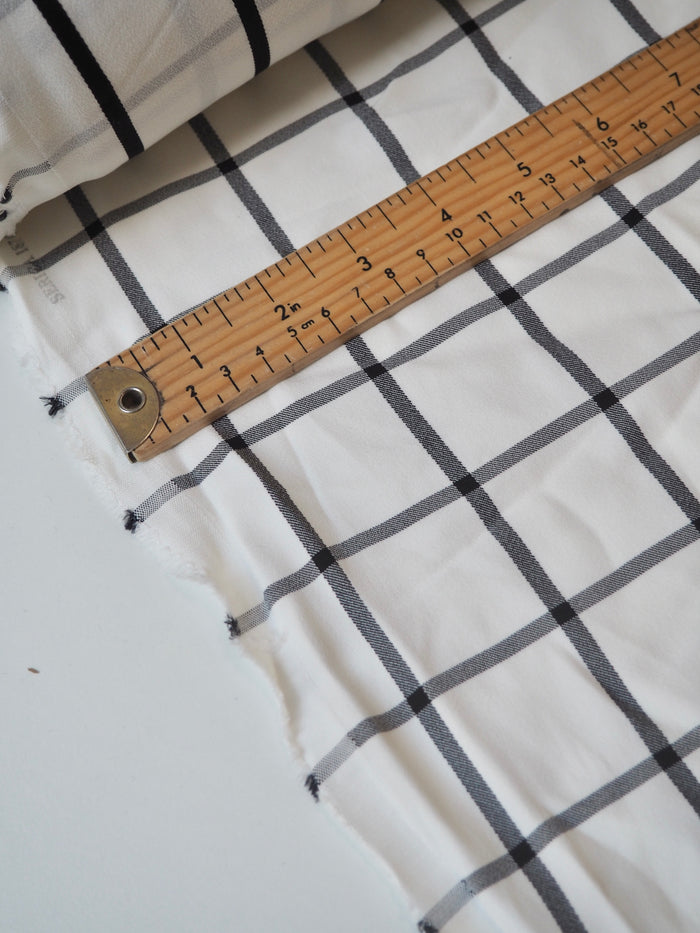 B+W Check + Stripe Crepe-Back Satin