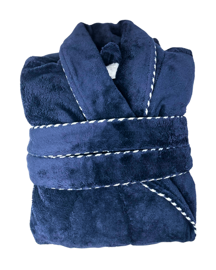 Calida #339 Dark Lapis Blue Cotton Blend Luxury Bath Robe