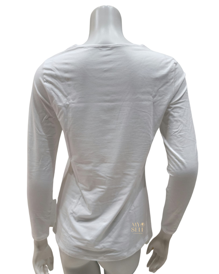 Calida White Long Sleeve Natural Comfort Cotton Undershirt Myselflingerie.com