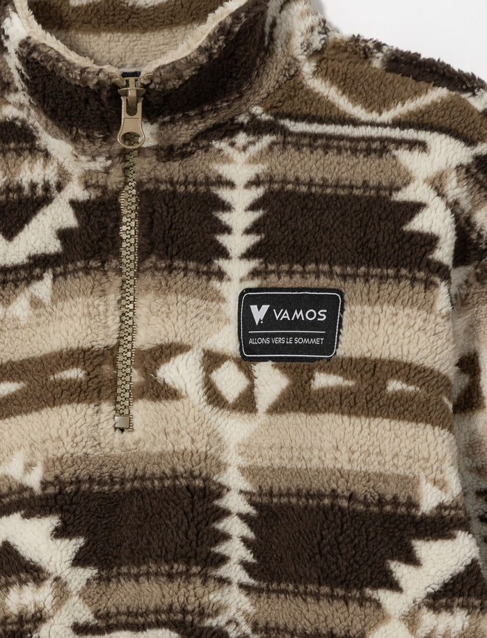 Chandail à demi-zip en sherpa à motif aztèque