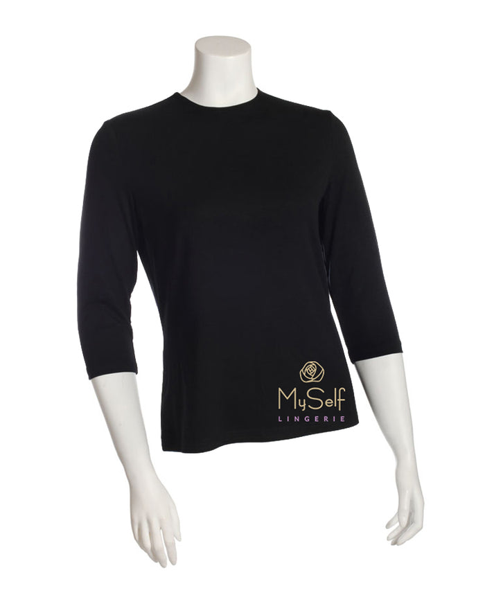 Color 3/4 Sleeve Rayon Shell myselflingerie.com