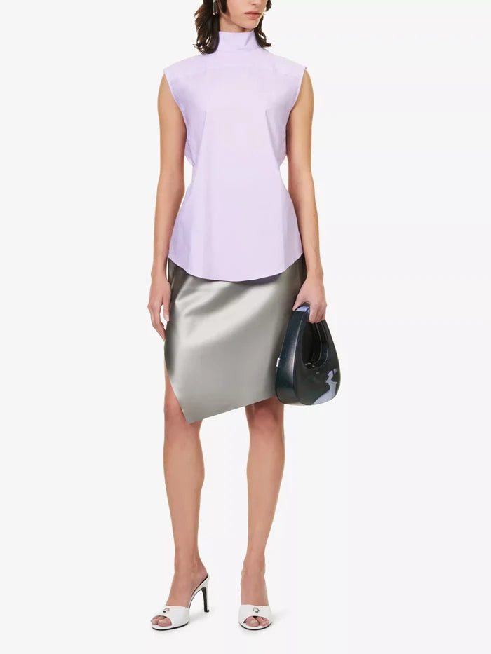 COPERNI Lilac Sleeveless High Neck Button Back Shirt - House Of Huntington