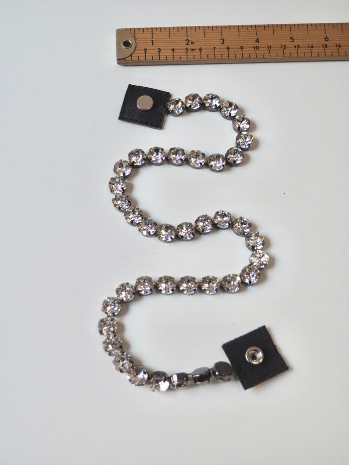 Crystal + Black Leather 1 Strand Accessory