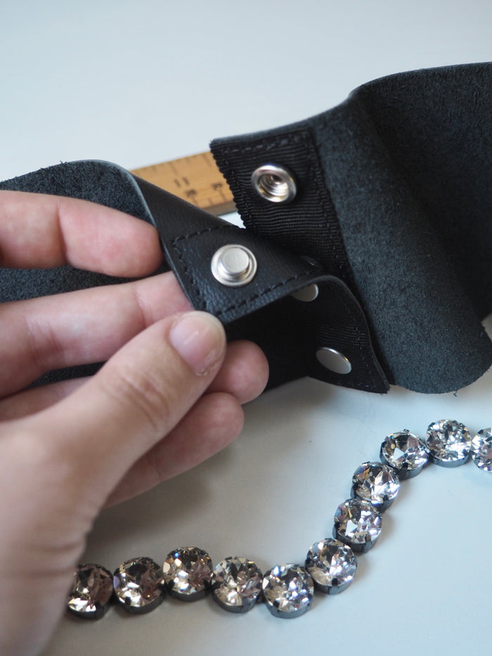 Crystal + Black Leather Belt 110cm