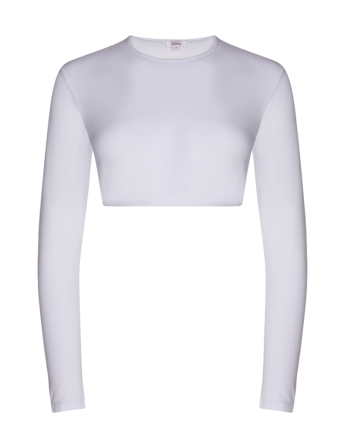 Gemsli SHC333 White Long Sleeve Organic Cotton Crop Shell myselflingerie.com