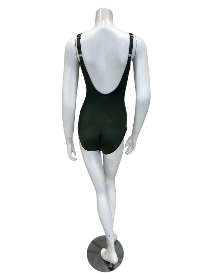 Gottex 25LL178 Olive Lattice Square Neck Swimsuit Myselflingerie.com