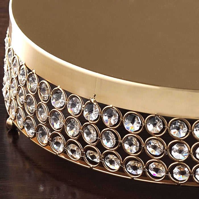 Grand Wedding Beaded Crystal Metal Cake Stand - Gold - 15.5" Diameter