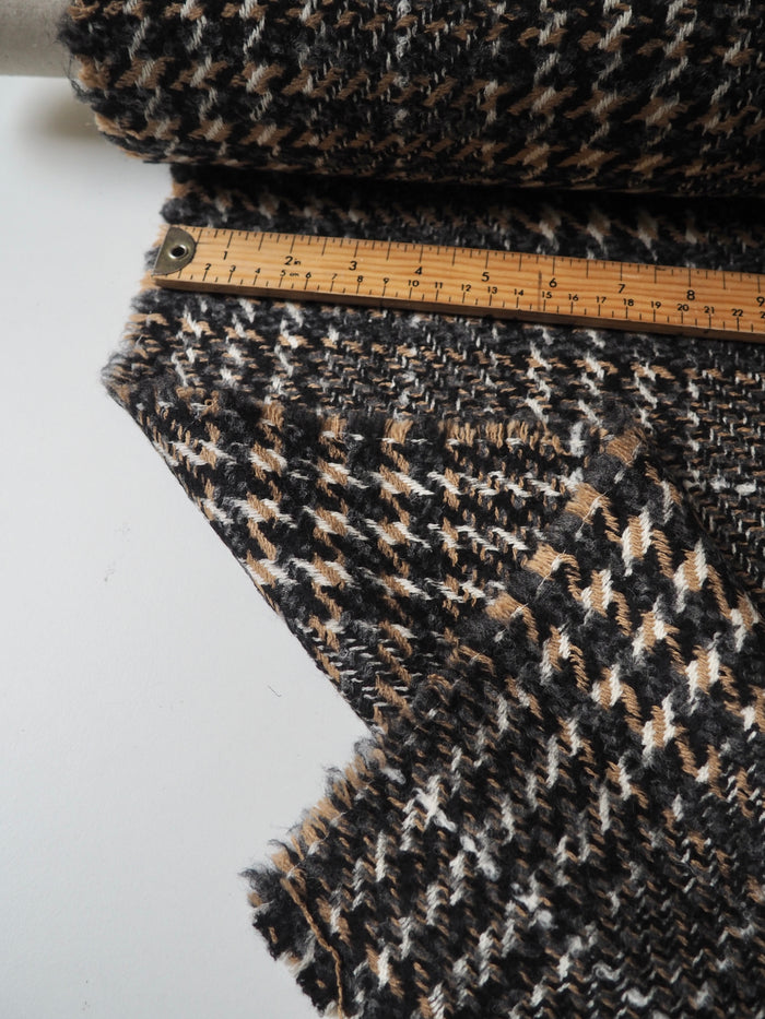 Grey + Camel Check Wool Blend Coating