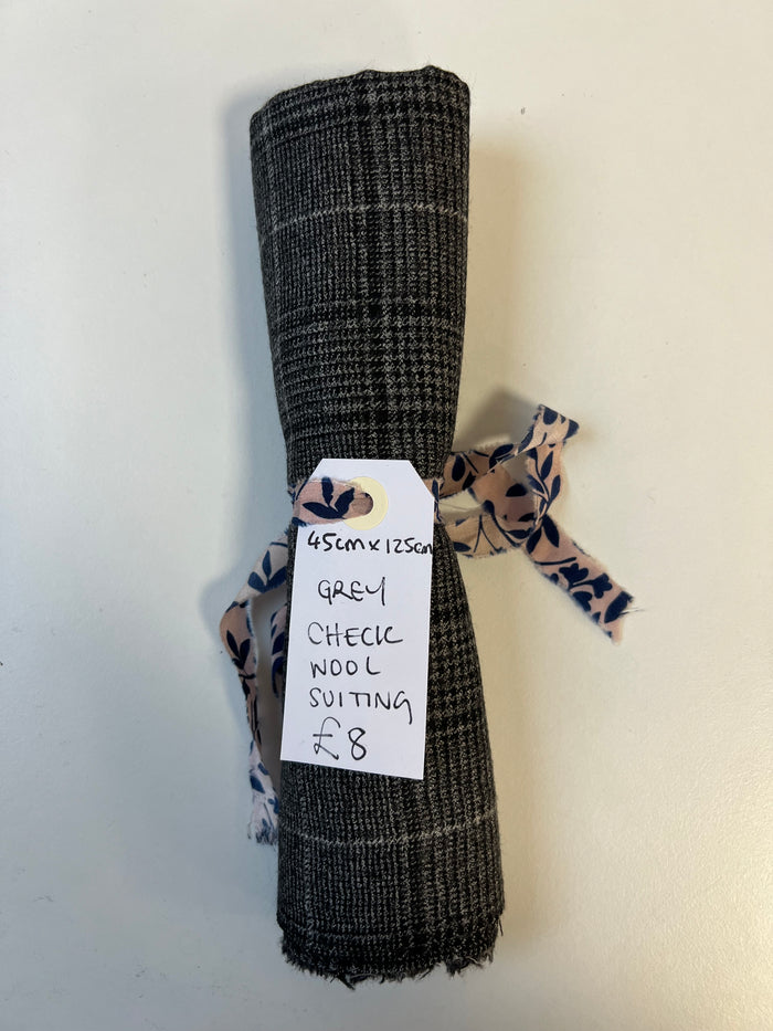 Grey Check Wool Suiting Remnant