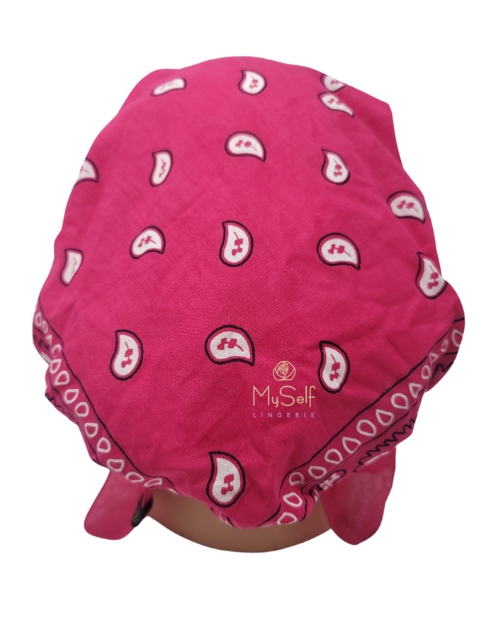 Cherie HB166HTPNK Hot Pink Printed Pre-Tied Bandanna myselflingerie.com