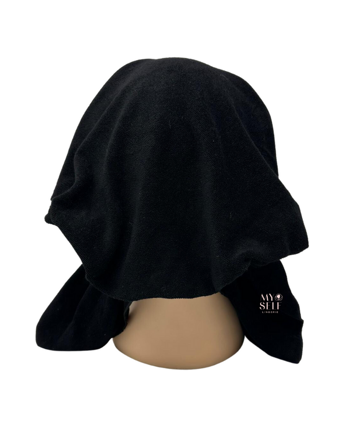 Cherie HTBK Black Terry Pre-Tied Bandanna myselflingerie.com