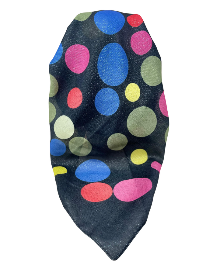 It's Younique OB-DOTS-BLK Multi Dots Black Shimmer Pre-Tied Open Back Bandanna with Velvet Grip Myselflingerie.com