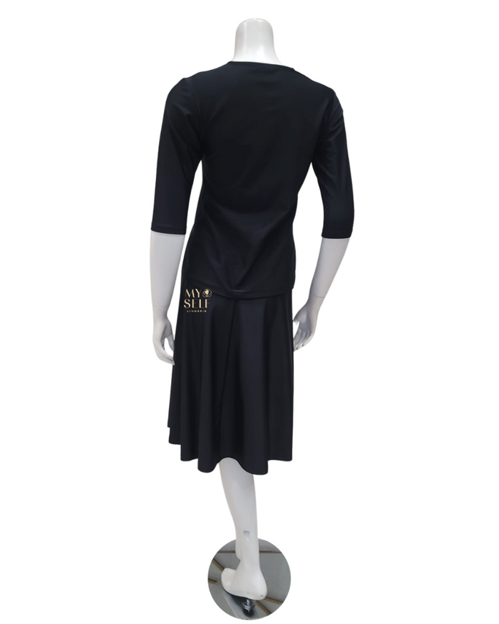 Jackie O' 2PC-JR-CVRP-BLK Black Junior Swim Top & Skirt Set