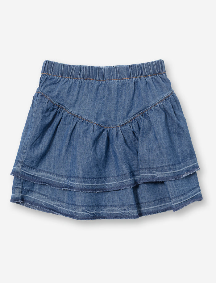 Jupe en denim à volants