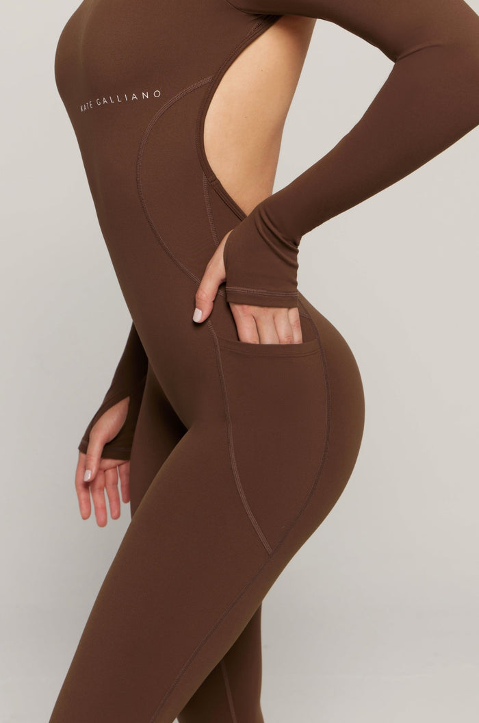 Long Sleeve Jumpsuit - CacaoKG21 - CAC - S/MKATE GALLIANO