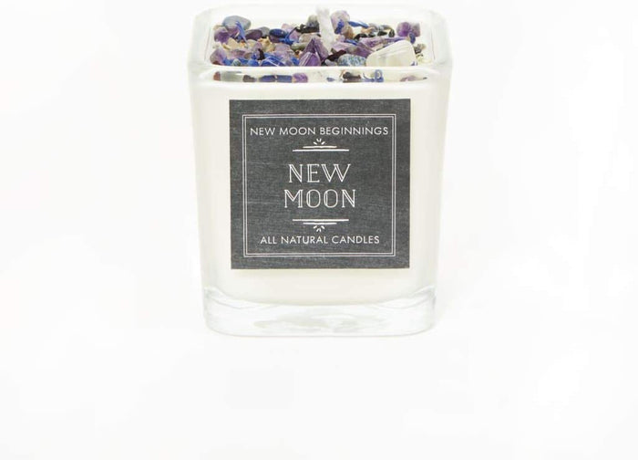 New Moon Manifestation Tealight Candles With Crystals and Essential Oil 4 pack Set