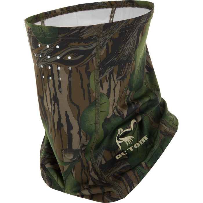Ol' Tom camo stretch-fit half mask with perforated nose and mouth holes for breathable hunting performance.