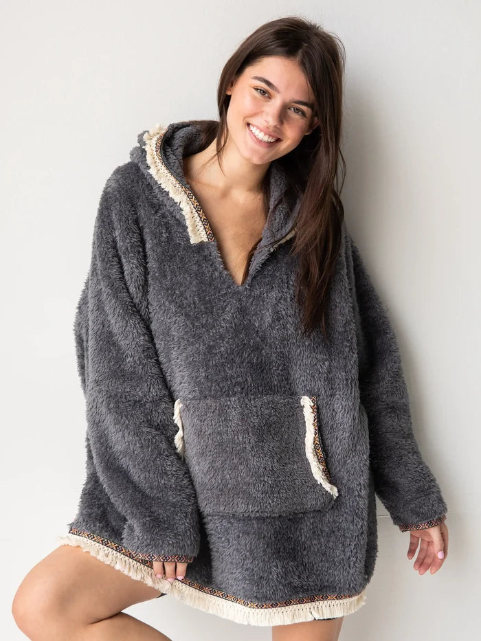 Oversized Blanket Hoodie|Charcoal-view 5