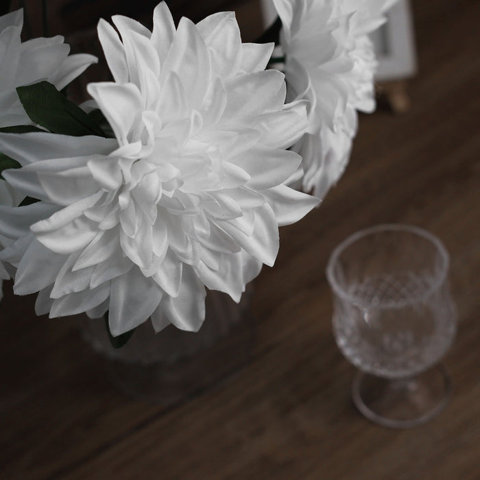 Pack of 2 | 20inch White Dahlia Flower Bushes, Artificial Wedding Bouquets
