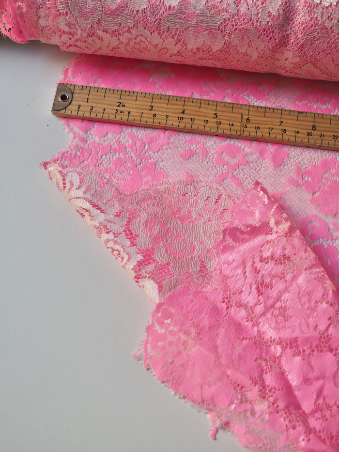 Pink Coated Floral Scallop Lace