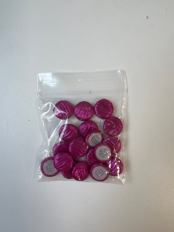 Pink Metallic Fabric Covered Buttons 12mm x18