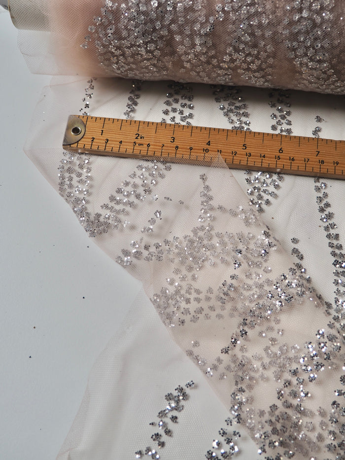 Pink + Silver Zebra Glitter Tulle