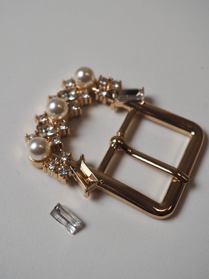 Rose Gold Pearl + Crystal Buckle 28mm *damaged*