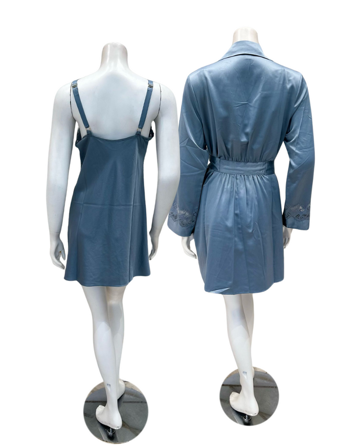 Rya Collection 877 + 878 Chateau Blue Zinnia Chemise & Robe Set Myselflingerie.com