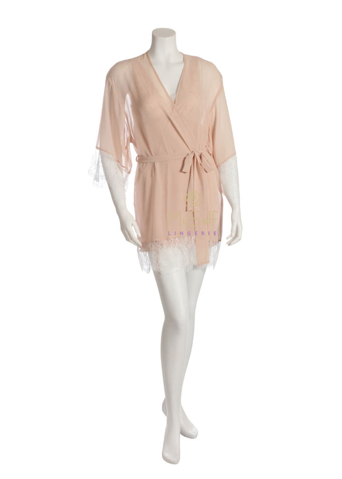 Rya Collection 285 Rya Organza Kimono with Lace Detail MYSELFLINGERIE.COM