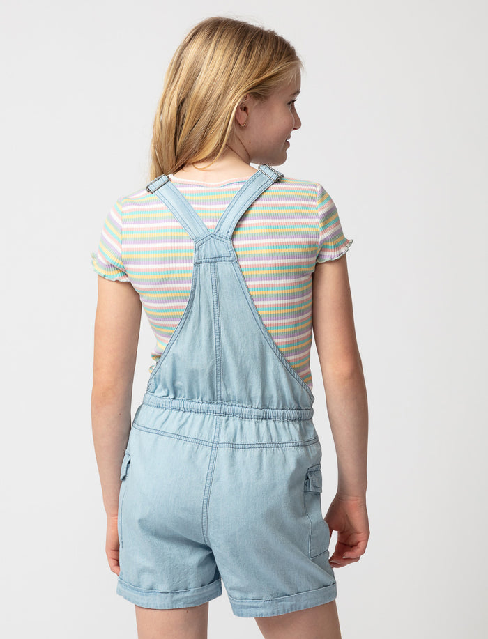 Salopette courte en chambray