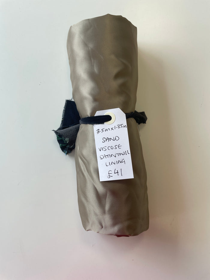 Sand Viscose Satin Twill Lining Remnant