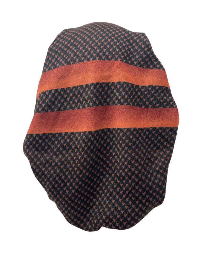 Scarfeena SCRF2504 #3 Rust Muted Tones 3D Interlocking Print Pre-Tied Bandanna Myselflingerie.com