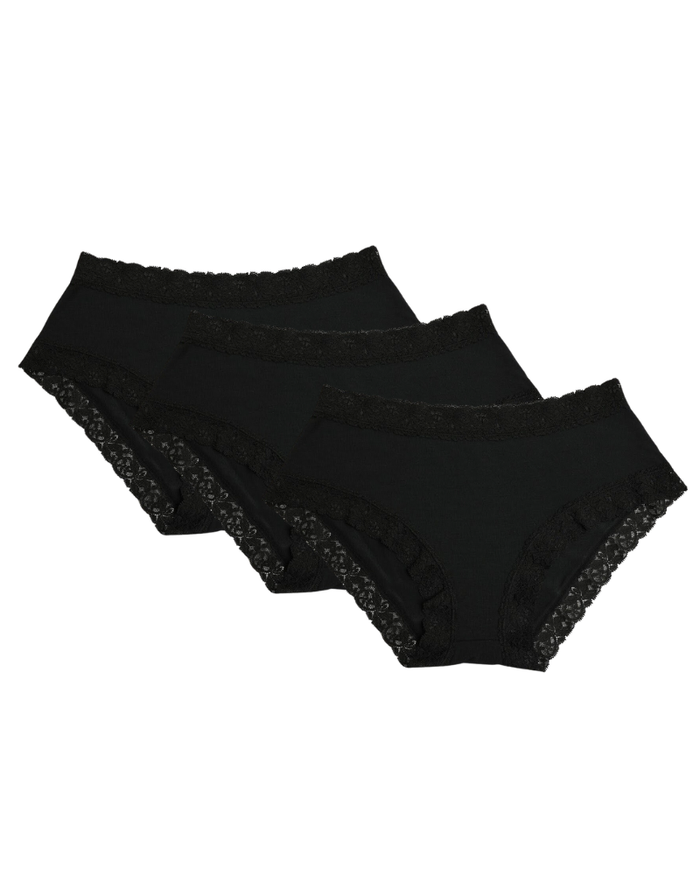 SHE Black Modal Lace Bikinis 3 Pack