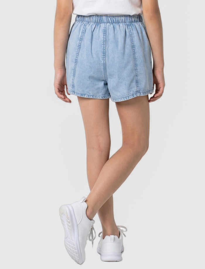 Short en denim à taille élastique