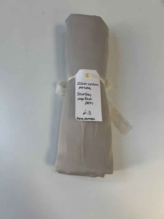 Silver Grey Crepe Back Satin Remnant