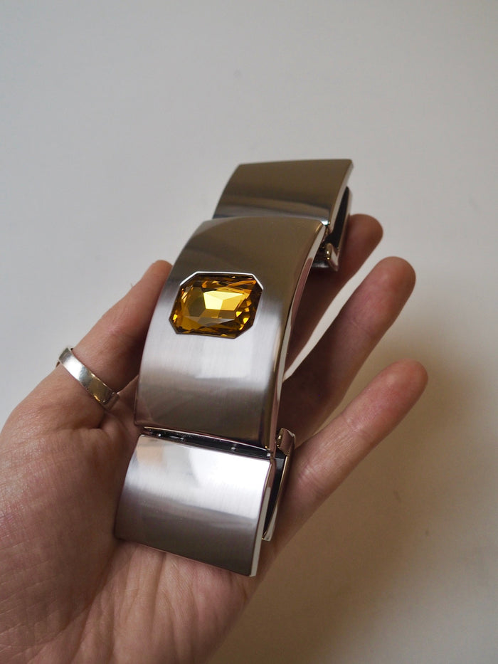 Silver + Yellow Crystal Decorative Buckle