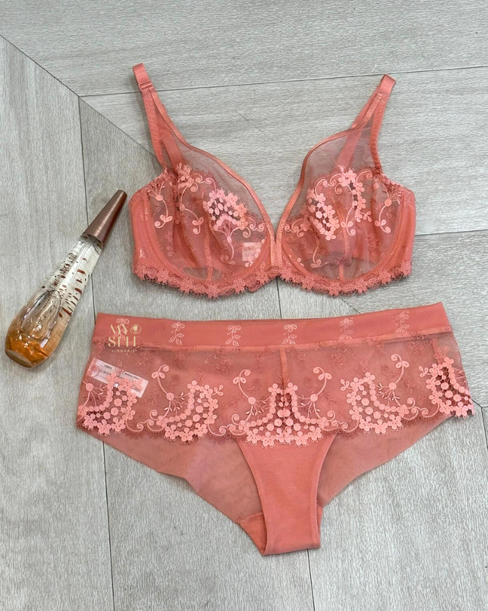 Simone Perele 12B319 Rose Wish Sheer Plunge Underwire Bra myselflingerie.com
