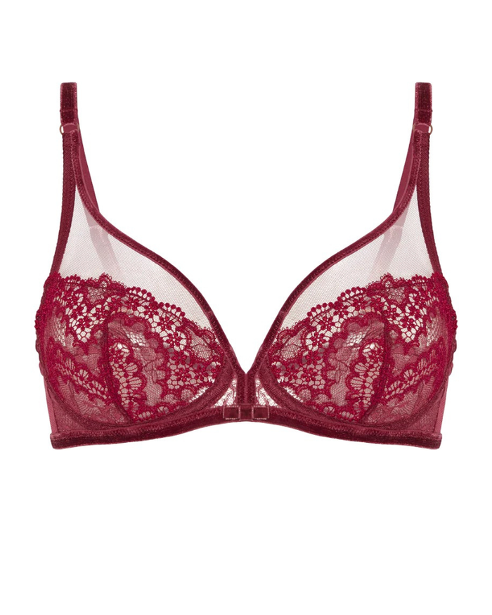 Simone Perele 1E3319 Spinel Red Scenario Plunge Underwire Bra Myselflingerie.com