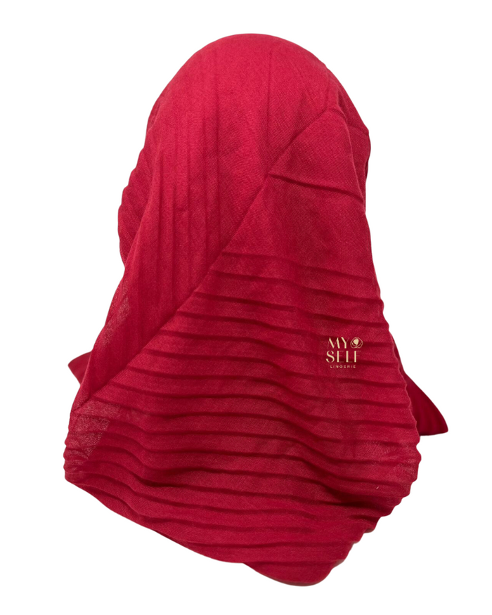 Cherie SP243BR Brick Red Pleated Pre-Tied Open Back Bandanna myselflingerie.com